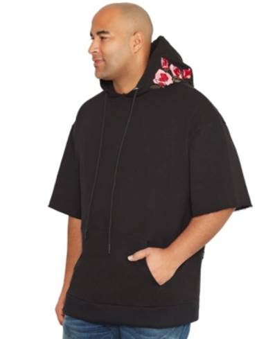 Mvp Collections By Mo Vaughn Productions Mvp Collections Men's Big & Tall Short Sleeve Hoodie With Rose Embroidery In Black