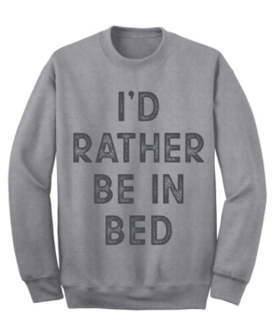Hybrid Men's "i'd Rather Be In Bed" Crew Fleece Sweatshirt In Heather Gray