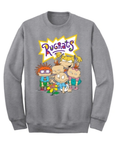 Hybrid Men's Rugrats Natural Wonder Crew Fleece Sweatshirt In Heather Gray