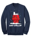 HYBRID MEN'S SNOOPY JUST CHILLIN CHRISTMAS CREW FLEECE SWEATSHIRT