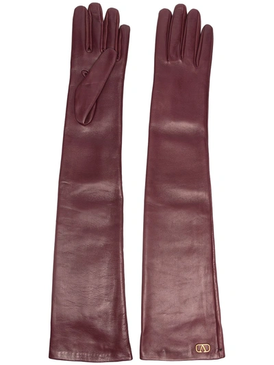 Valentino Garavani Vlogo Signature Gloves In Purple