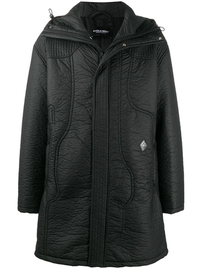 A-cold-wall* Metal Logo Padded Parka Coat W/ Hood In Black
