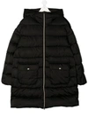Herno Teen Long-sleeved Puffer Jacket In Black