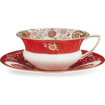 Wedgwood Wonderlust Crimson Orient Teacup And Saucer In Multi