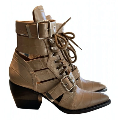 Pre-owned Chloé Rylee Beige Leather Ankle Boots