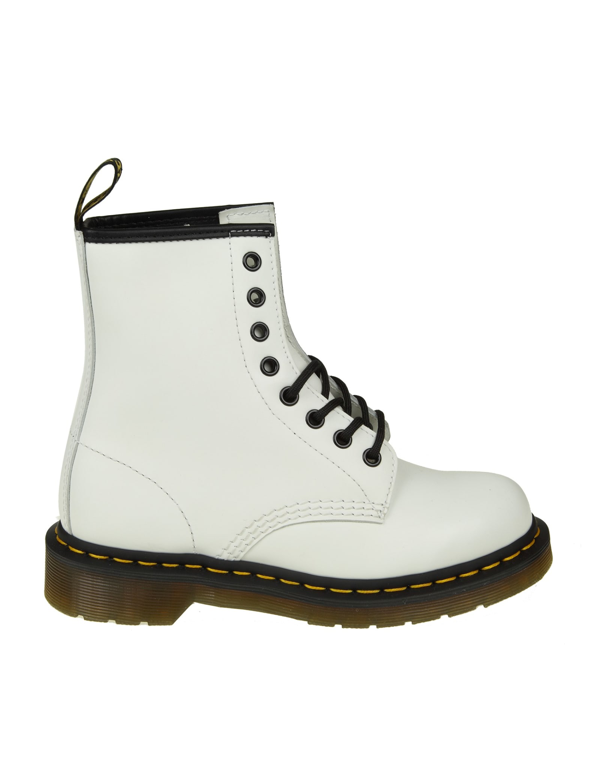 dr martens 1460 white leather flat ankle boots