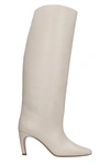 GIA COUTURE HIGH HEELS BOOTS IN WHITE LEATHER,11592474