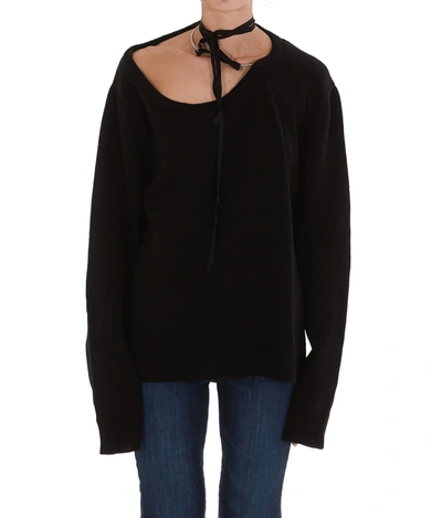 Ann Demeulemeester Wool Knit Maxi Sweater In Black