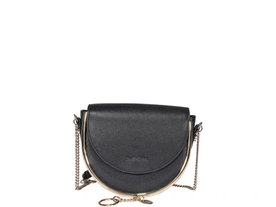 See By Chloé Mara Logo Engraved Shoulder Bag In Black