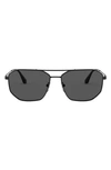 PRADA 57MM RECTANGULAR AVIATOR SUNGLASSES,PR 64XS57-X