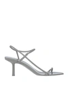 The Row Bare Mid-heel Leather Sandals In Grey