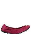 Tod's Suede Ballet Flats In Garnet