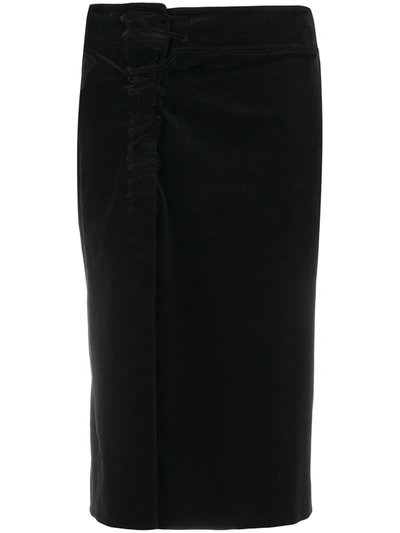 Pre-owned Gucci Corset Detail Midi-skirt In Black