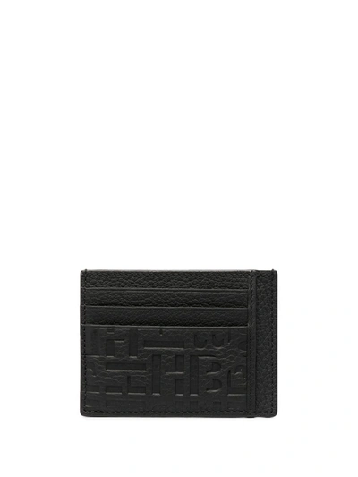 Hugo Boss Pebbled-effect Leather Cardholder In Black