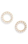 KNOTTY IMITATION PEARL STRUCTURED CIRCLE EARRINGS,KNE-264