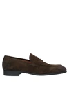 Santoni Suede Carlo Penny Loafers In Brown