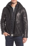 MARC NEW YORK HARTZ LEATHER JACKET WITH QUILTED BIB,MM8A1354