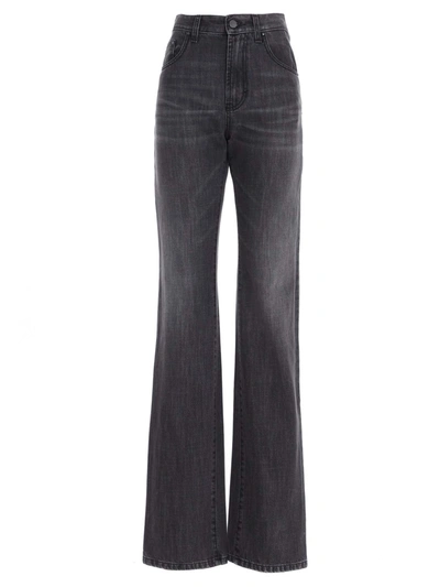 Palm Angels High-waist Flared Jeans In Grey