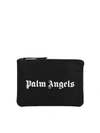 PALM ANGELS LOGO CLUTCH BAG IN BLACK