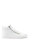HUGO HUGO BOSS - HIGH TOP TRAINERS IN NAPPA LEATHER WITH SIDE ZIPS - WHITE