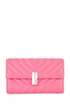 HUGO BOSS HUGO BOSS - QUILTED NAPPA LEATHER CLUTCH BAG WITH DETACHABLE WRIST CHAIN - PINK