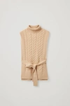 COS CABLE KNIT ROLL-NECK BELTED VEST,0925923002