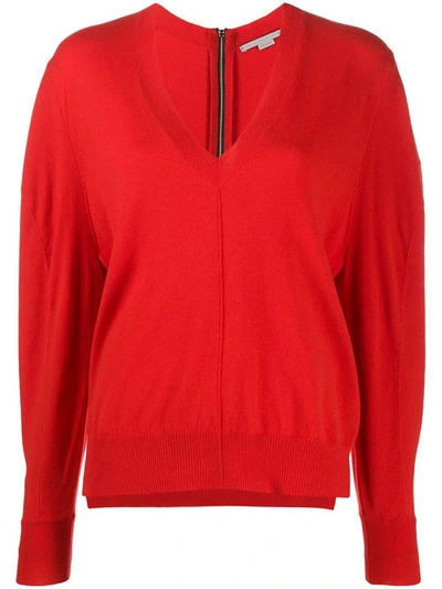 Stella Mccartney Puffy Sleeves Knitted Jumper In Red