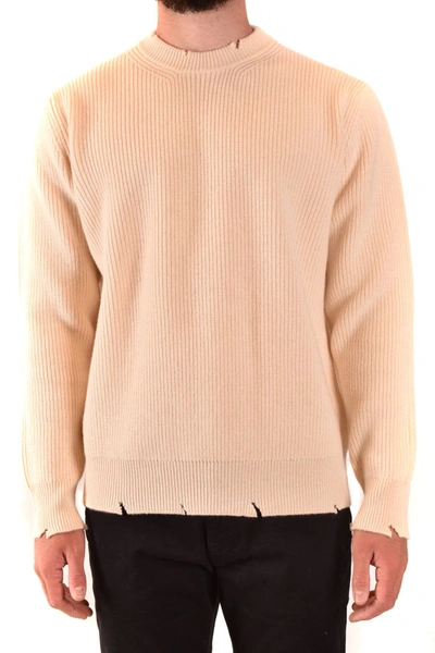 Laneus Milk-colored Merino And Cashmere Knit Sweater In Brown