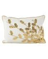 Saro Lifestyle Metallic Poinsettia Branch Design Holiday Cotton Decorative Pillow, 12" X 18" In Gold