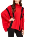 ALFANI STRIPED PONCHO SWEATER, CREATED FOR MACY'S