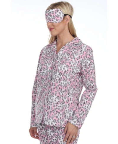 White Mark 3-piece Cozy Pajama Set In Grey Cheetah