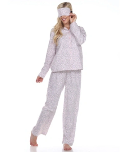 White Mark 3-piece Cozy Pajama Set In Pink Cheetah