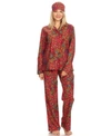 White Mark 3-piece Cozy Pajama Set In Red Cheetah