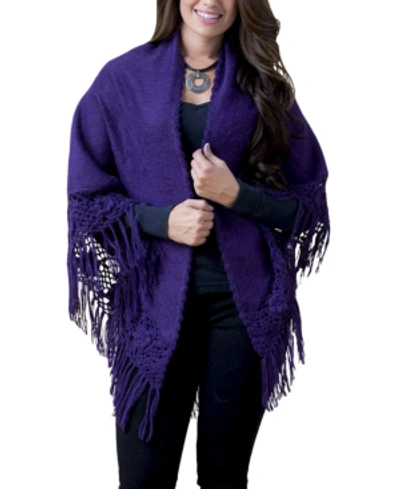 Simply Natural Women's Alpaca Triangle Shawl With Fringe In Purple