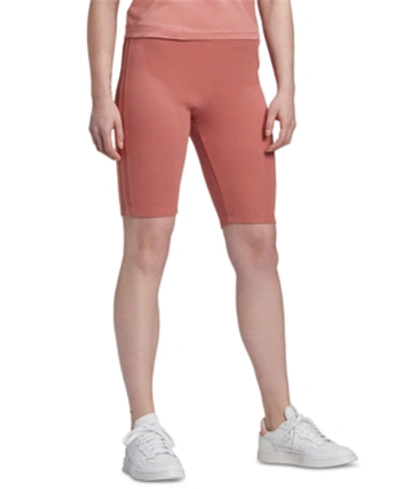 Adidas Originals Striped Ribbed Cotton-blend Jersey Shorts In Ash Pink