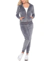 White Mark Plus Size Velour Tracksuit Loungewear 2pc Set In Gray