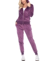 White Mark Plus Size Velour Tracksuit Loungewear 2pc Set In Purple