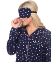White Mark Women's Polka Dots Three Piece Pajama Set In Blue