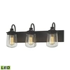 Elk Lighting Hamel 3 Light Vanity In Oil Rubbed Bronze With Clear Seedy Glass In Bronze