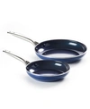 BLUE DIAMOND DIAMOND-INFUSED 9.5" AND 11" FRYING PAN SET.