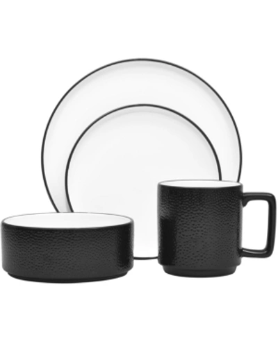 Noritake Colortex Stone 4 Piece Place Setting In Black