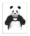 STUPELL INDUSTRIES BLACK AND WHITE PANDA BEAR MAKING A HEART INK ILLUSTRATION WALL PLAQUE ART, 10" L X 15" H