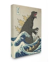 STUPELL INDUSTRIES GODZILLA IN THE WAVES EASTERN POSTER STYLE ILLUSTRATION STRETCHED CANVAS WALL ART, 30" L X 40" H