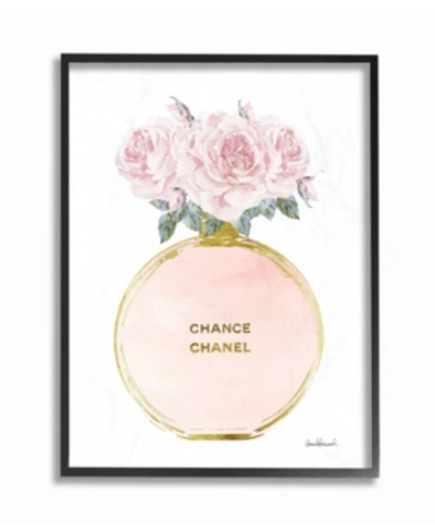 Stupell Industries Home Decor Collection Round Perfume Bottle With Roses Framed Giclee Art 11" L X 1.5" W X 14" H In Multi