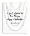 Stupell Industries Classy And Fabulous Fashion Quote With Pearls Wall Plaque Art, 10" L X 15" H In Multi