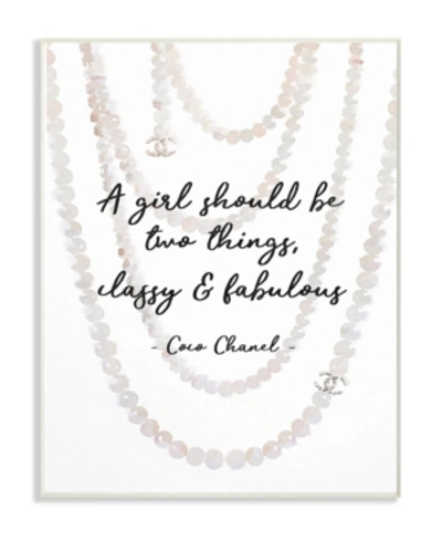 Stupell Industries Classy And Fabulous Fashion Quote With Pearls Wall Plaque Art, 10" L X 15" H In Multi
