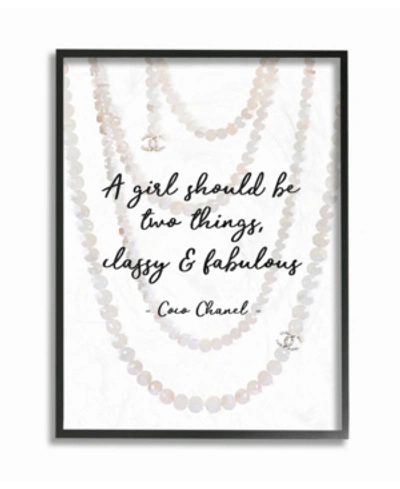 Stupell Industries Classy And Fabulous Fashion Quote With Pearls Framed Texturized Art, 11" L X 14" H In Multi
