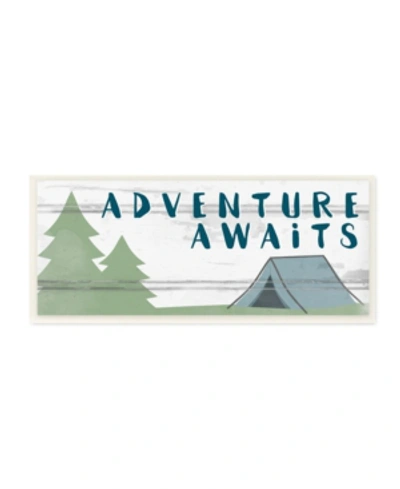 Stupell Industries The Kids Room By Stupell Adventure Awaits Camping Scene With Trees Planked Look Sign Wall Plaque Art In Multi