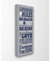 STUPELL INDUSTRIES THE KIDS ROOM BY STUPELL GRAY AND NAVY SUPERHERO RULES TYPOGRAPHY CANVAS WALL ART, 13" L X 30" H