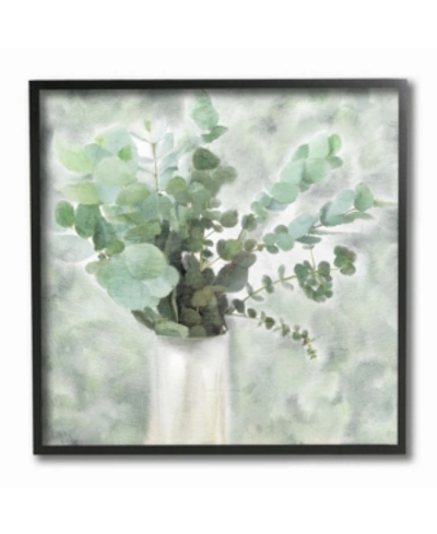 Stupell Industries Sage Green Painterly Eucalyptus In White Vase Framed Texturized Art, 12" L X 12" H In Multi